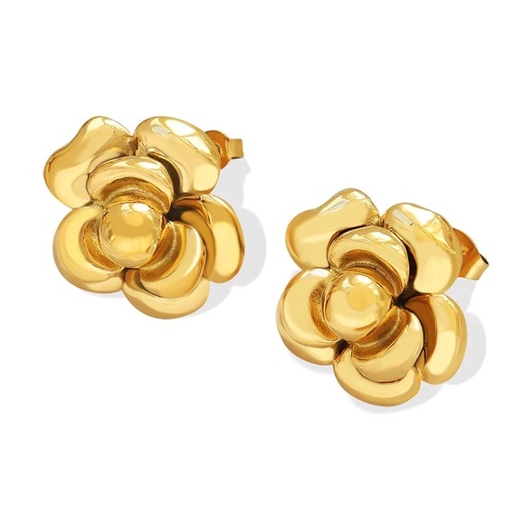 NEW: 24K Gold Vintage Inspired Floral Earrings*Waterproof*Tarnish Free - Picture 5 of 5